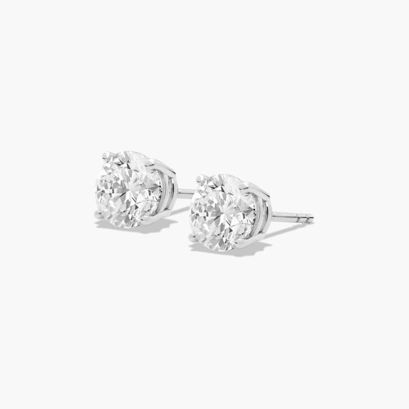 18K White Gold 4-Prong 4CT Round Certified Lab-Grown Diamond Studs